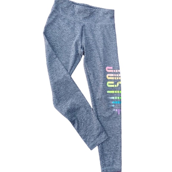Justice Gray & Rainbow Glittered Leggings Size 7 - Picture 2 of 6